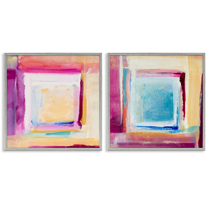 Ensemble de 2 giclées roses et jaunes New Day, par Lanie Loreth, Estampe numérique Farmhouse, H 12 po x l 12 po