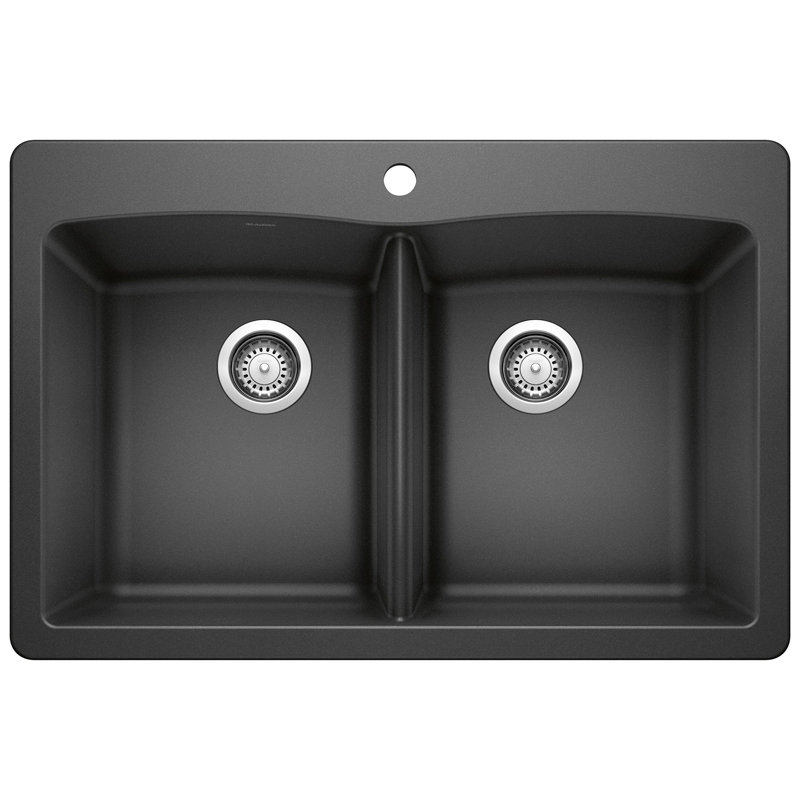 Diamond SILGRANIT 33" 50/50 Double Bowl Dual Mount Kitchen Sink - Anthracite, Anthracite