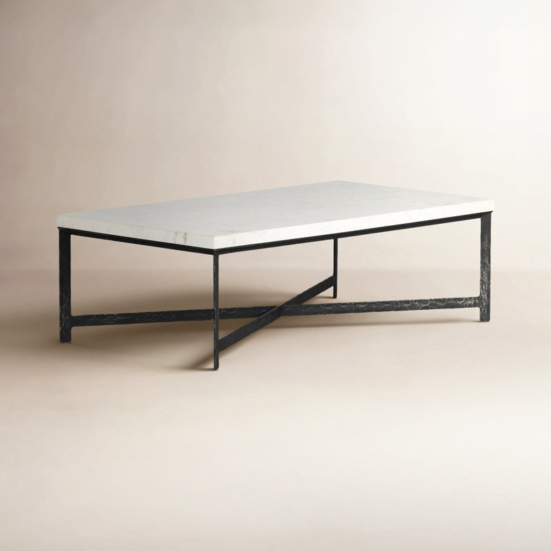 Nelida Marble Top Single Coffee Table, Black finish