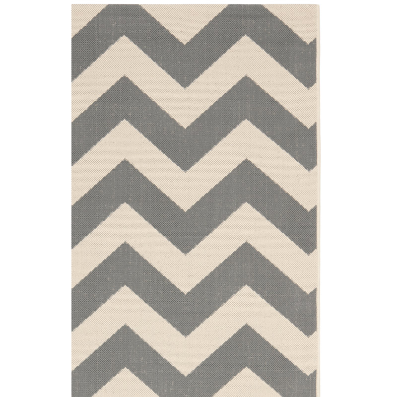 Tapis intérieur / extérieur gris clair / anthracite Arneshia, Rectangle 6 pi 7 po x 9 pi 6 po
