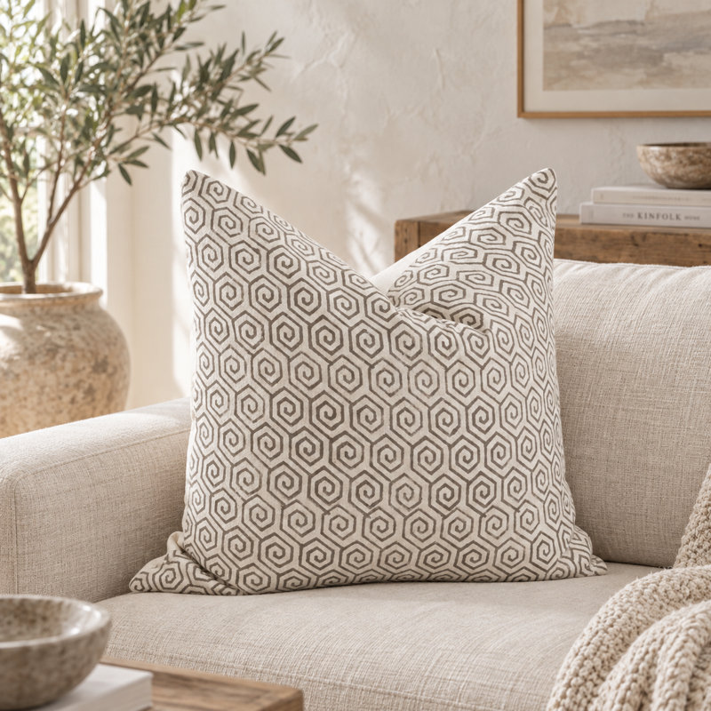 Housse de coussin géométrique en coton tissé à la main, style bohème texturé, neutre
