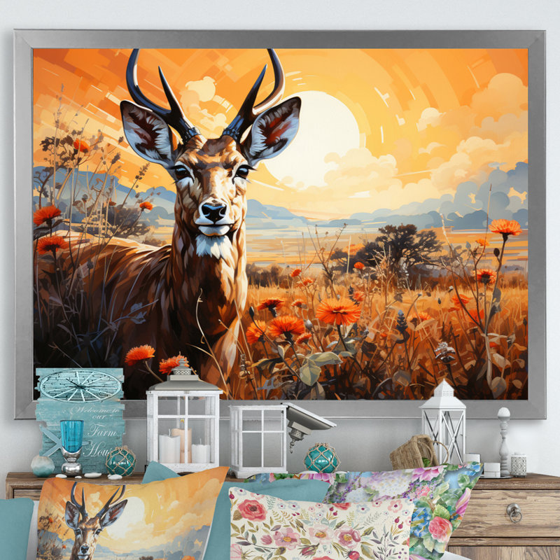 «Bilgin Gazelle Landscape I», reproduction, H 12 po x l 20 po x P 1 po, Cadre simple argenté