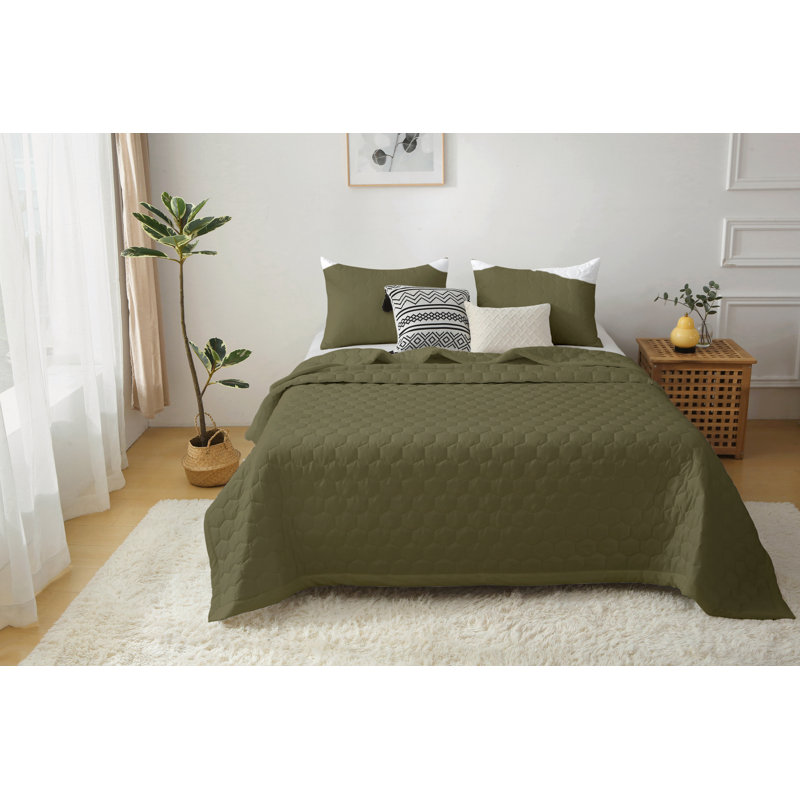 Ensemble de courtepointe en microfibre Better Style Home, Courtepointe très grand et 2 très grandes taies , Vert