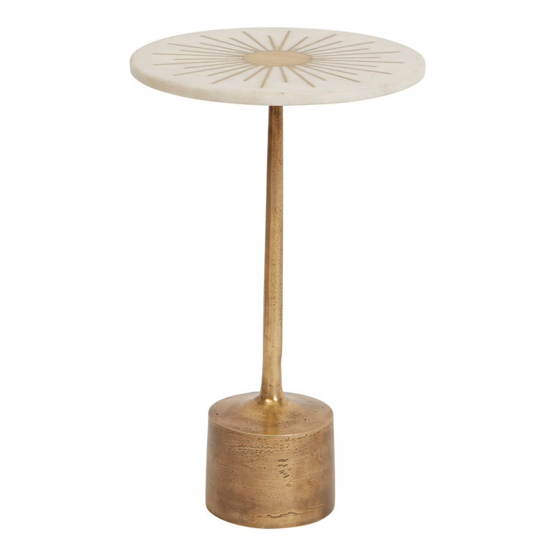 Table à martini Luxe en aluminium et marbre, H 19,75 po x l 12 po x P 12 po, Or