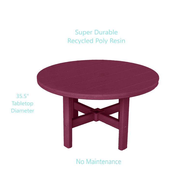 Table basse ronde d'extérieur 35,5 po Glodine, Rouge foncé