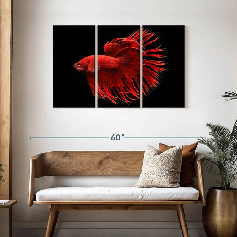 Poisson grandiose rouge Betta, H 28 po x l 45 po
