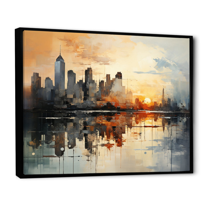 Sky Skyline Enigma I sur impression sur toile, H 16 po x l 32 po x P 1 po, Cadre flottant noir