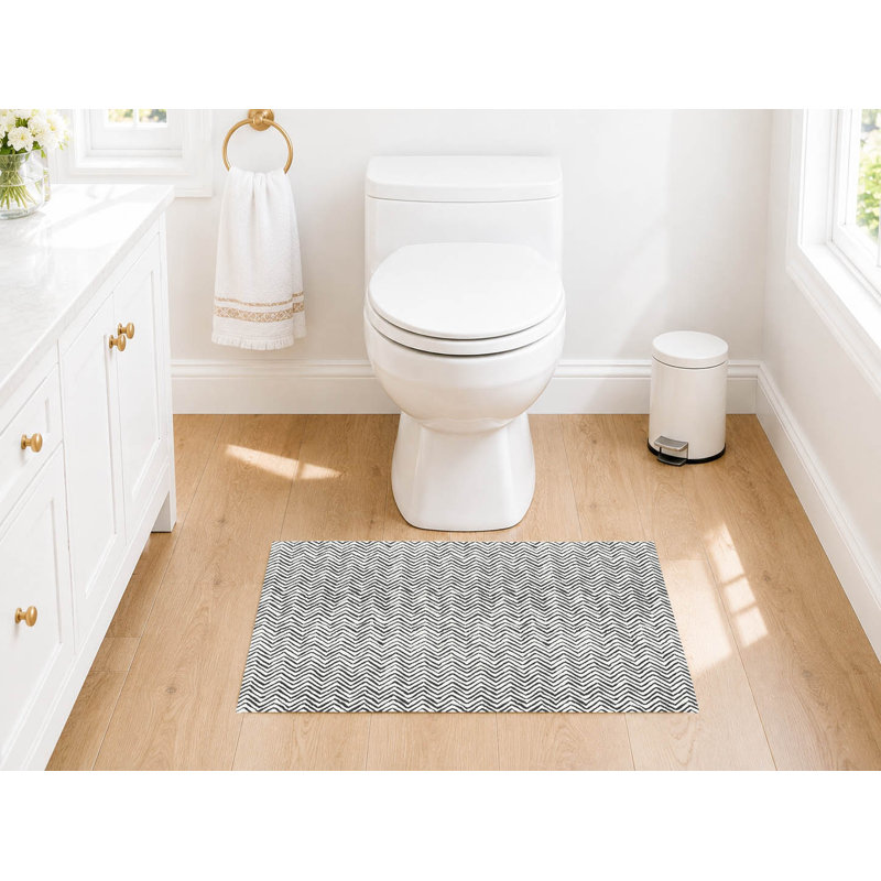 Tapis de toilette rectangulaire antidérapant à chevrons