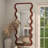 Lewisetta Dark Brown Wood Wavy Room Wall Mirror, 31" x 1" x 71"