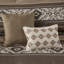 Ensemble d'édredon à rayures 5 pièces avec coussins décoratifs brun double / grand 5 pièces
