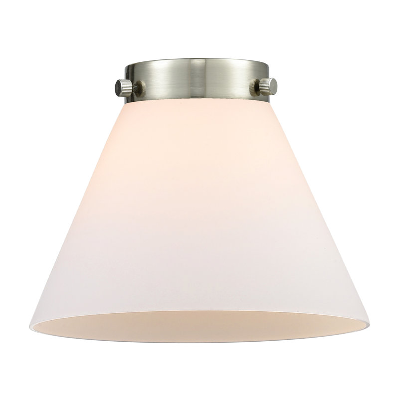 Aditi Cone 1 Light 8" Flush Mount, No Bulb Included, Matte White, Antique Brass