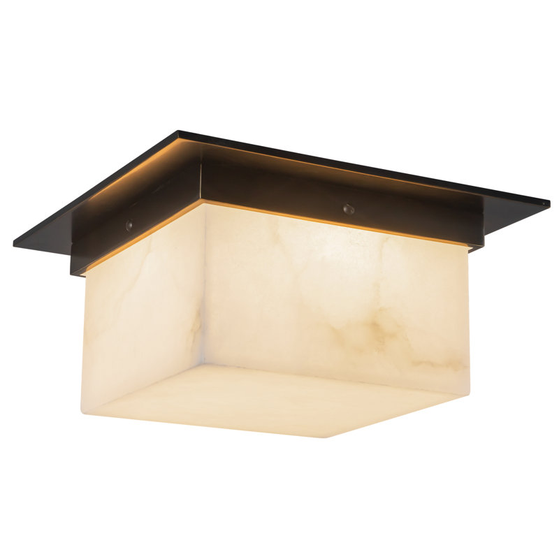 Mineral 11-in Brass Flush Mount, Oil Rubbed Bronze, Alabaster