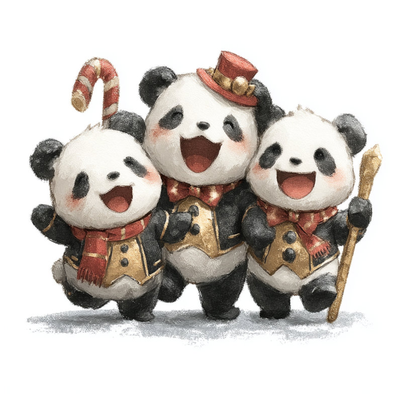 Joli trio de toiles tendues avec tendres panda, 24 po x 36 po