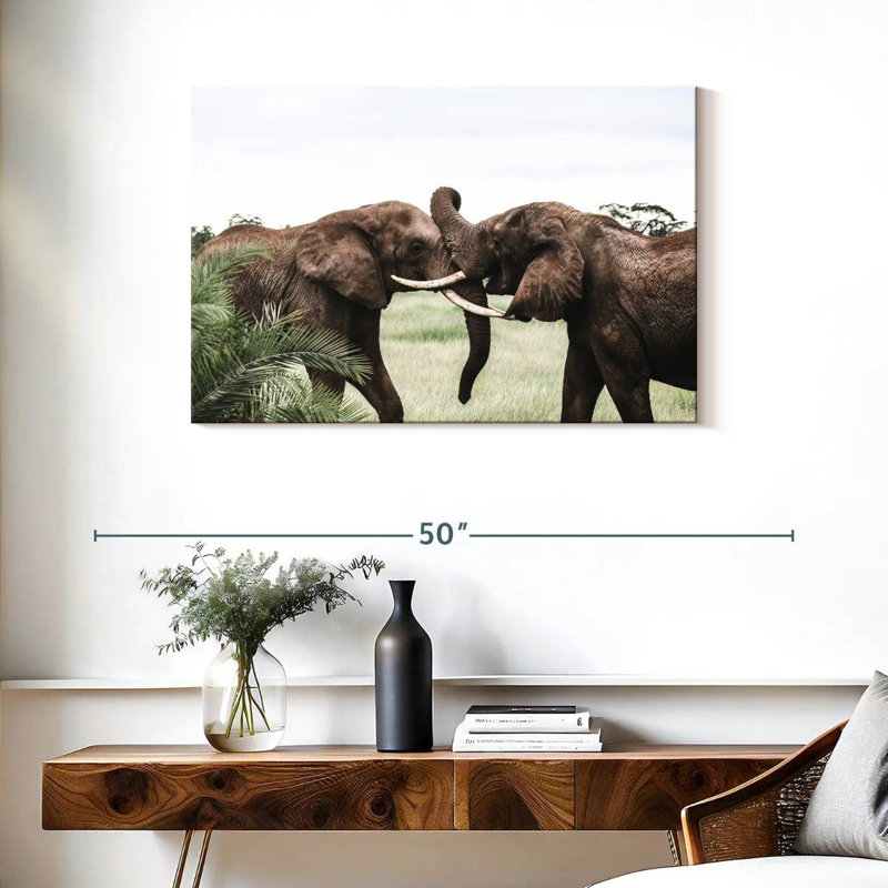 Brampt Playing Elephants, 24" H x 36" W