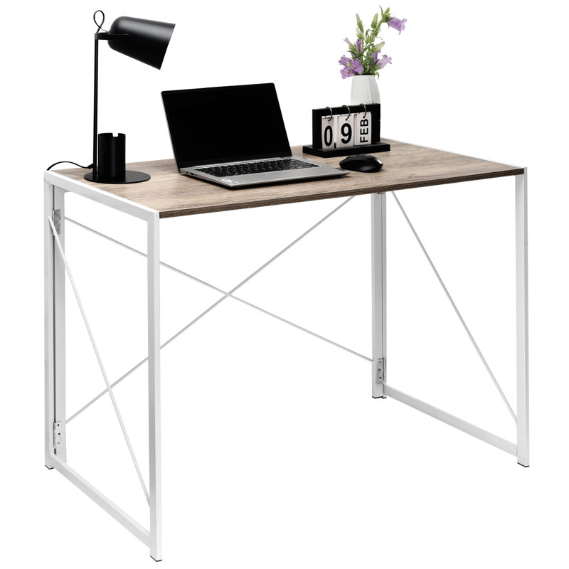 Carmille Folding Computer Desk Table , Brown/White
