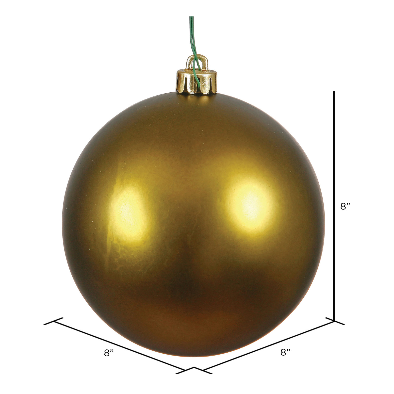 Shatterproof Bauble, 8", Olive Matte