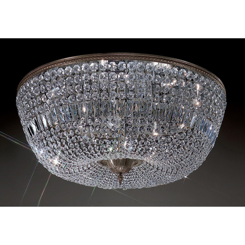 Crystal Baskets Crystal Semi Flush Mount, Italian, Roman Bronze