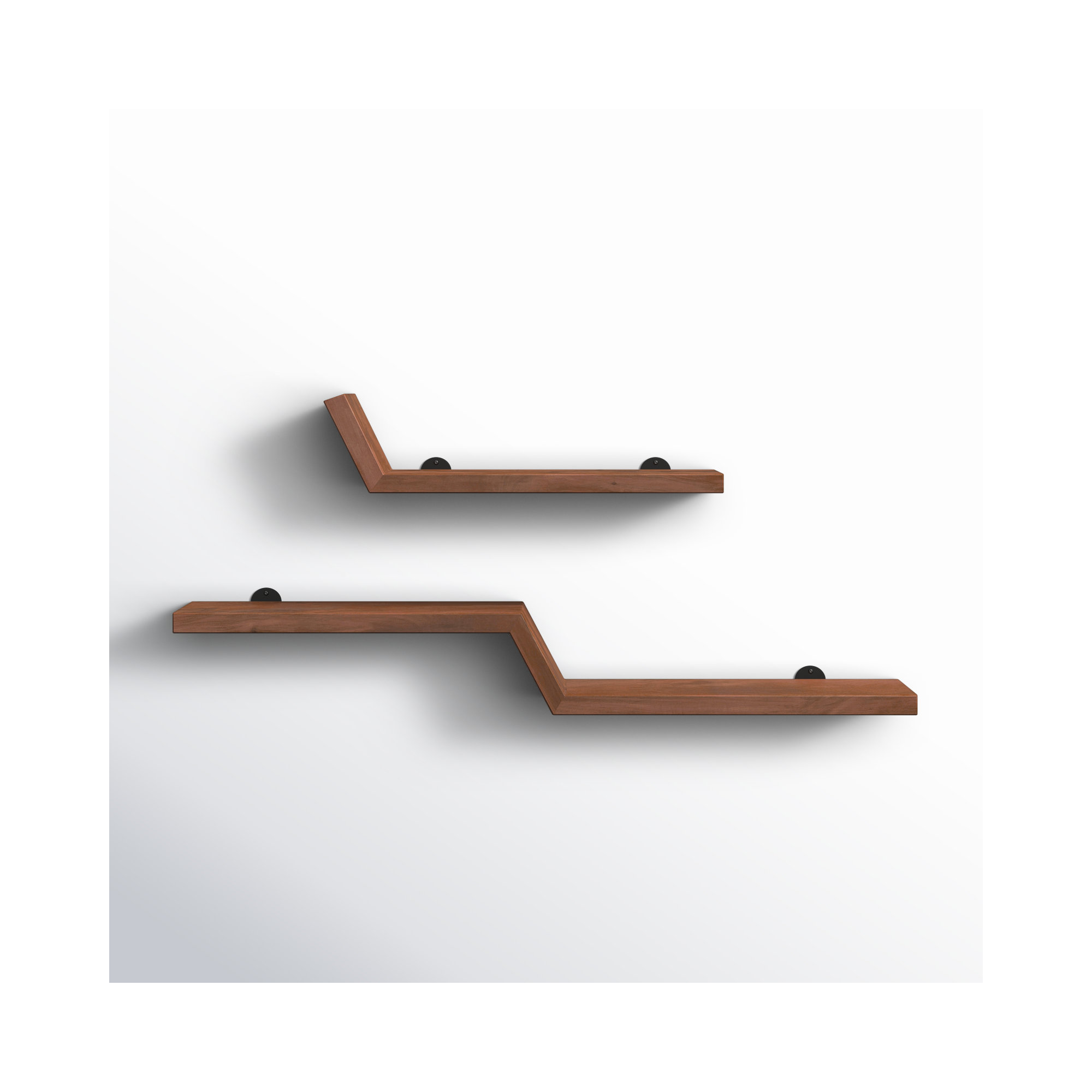 Marv Set Of 2 Wall Mounted Shelves, Walnut