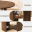 Table de salle à manger extensible ronde à ovale de 109 à 150 cm de large pour 4 à 6 personnes, avec rangement dissimulé et piètement en croix, style ferme moderne.-279206078