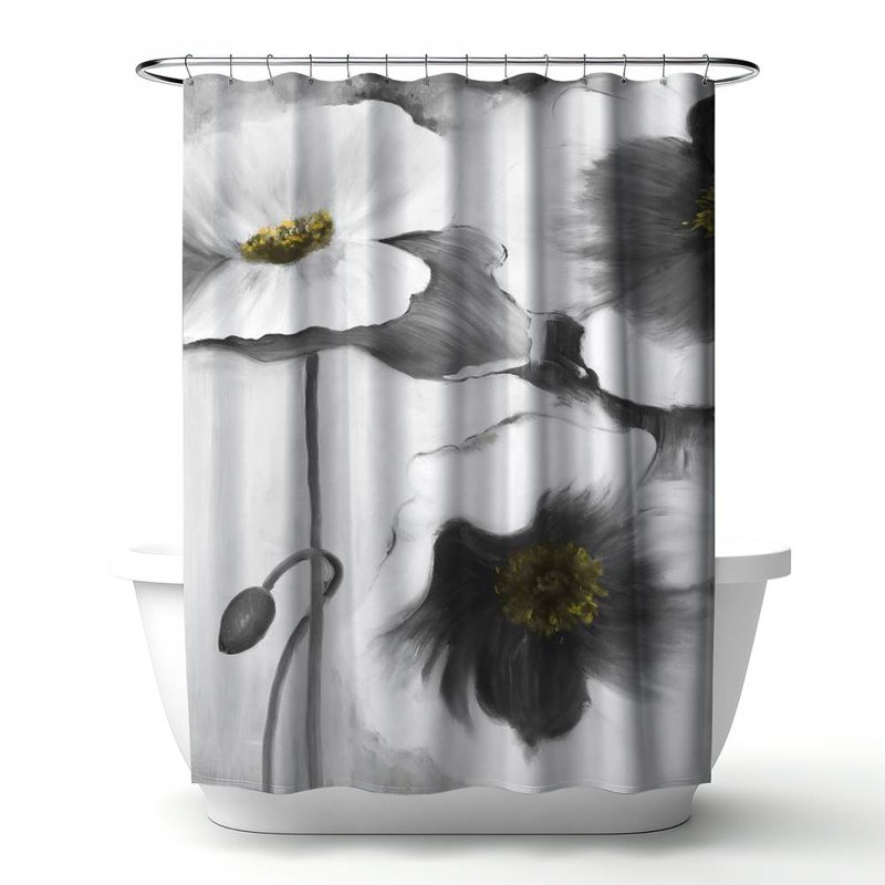 Floral – Polyester Shower Curtain, Dye Sublimation Print, 71" W × 74" L