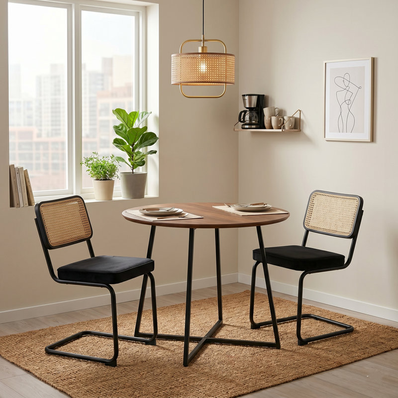 Cantilever Chair (Set of 4), Black, Black