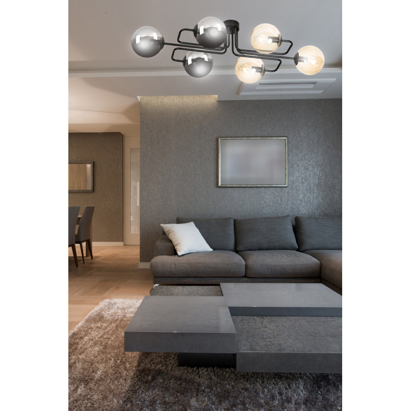 Cadesia Glass Semi Flush Mount, Graphite/Amber