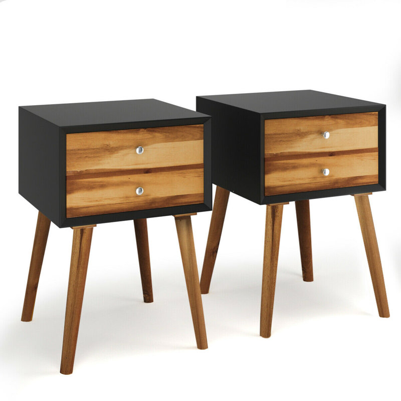 Poche 16'' W Nightstand, Black/Brown