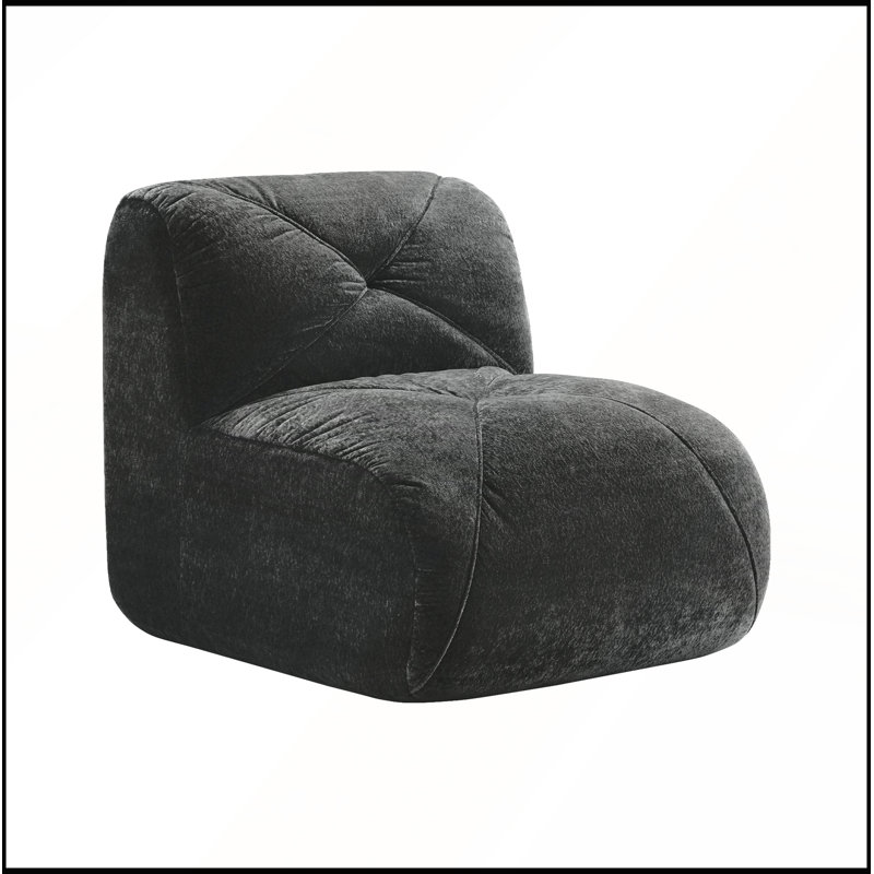 Luxueux canapé en velours noir sans accoudoirs, parfait pour une élégance moderne et une assise confortable