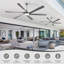 Ventilateur de plafond intelligent en bois massif à 6 pales avec moteur à courant continu réversible silencieux, lumière DEL à intensité variable, télécommande et contrôle d'application-339719920-339719925-339719922