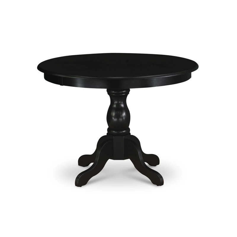 Hartland Kitchen Table - a Round Dining Table Top with Pedestal Base, Wire brushed Black, Wirebrush Black