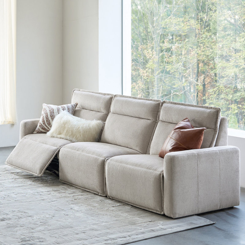 Canapé inclinable électrique surdimensionné avec un siège inclinable Majida, H 41,5 po x l 119 po x P 40,5 po, 3, Gris amande