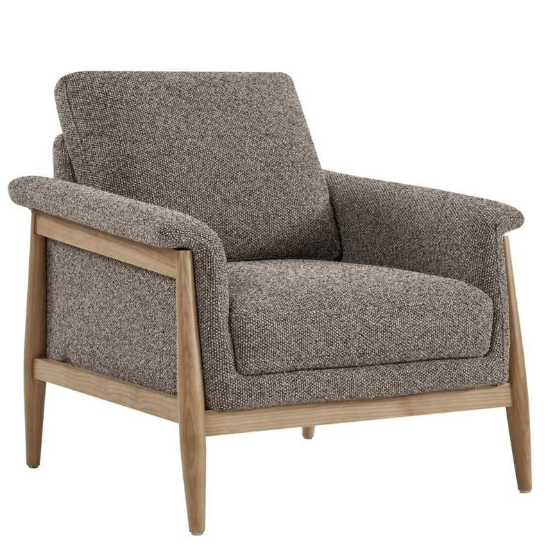 Chaise d'appoint Minetta avec pieds en bois massif, Tweed Gellar Earth