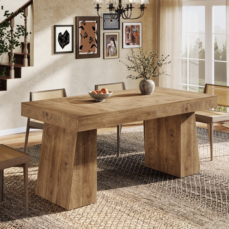 55-Inch Dining Table for 4-6, Rectangular Wood Kitchen Table for Dining Room, Small Spaces, Natural