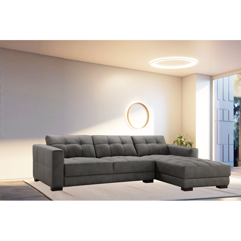 Canapé modulaire Adeline, Cuir gris assorti