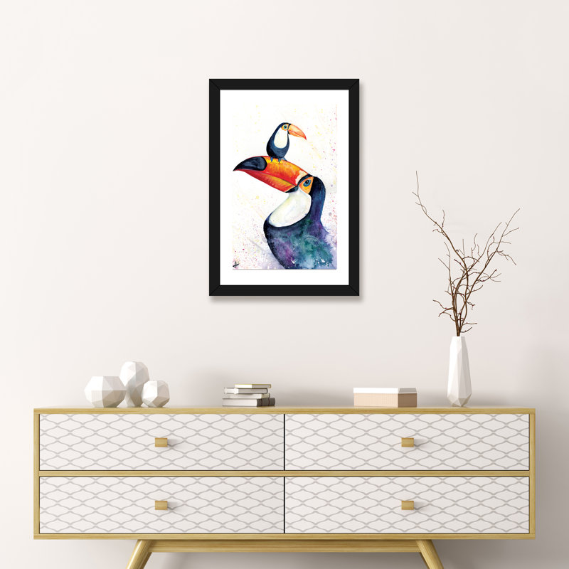 Décoration murale pour enfants Toucan, H 32 po x l 24 po x P 1 po, Papier encadré noir