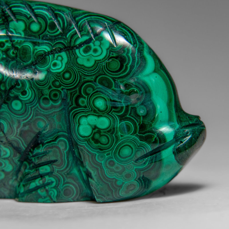 Genuine Polished Malachite Fish Carving (185 Grams)