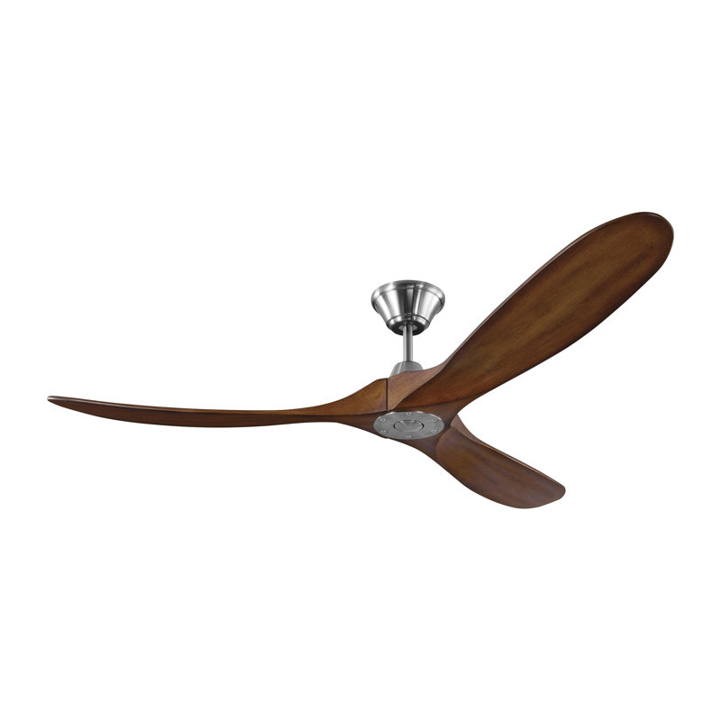 Ventilateur de plafond 3 pales avec télécommande Obsidian, Lames en acier brossé avec Koa, 60 pouces