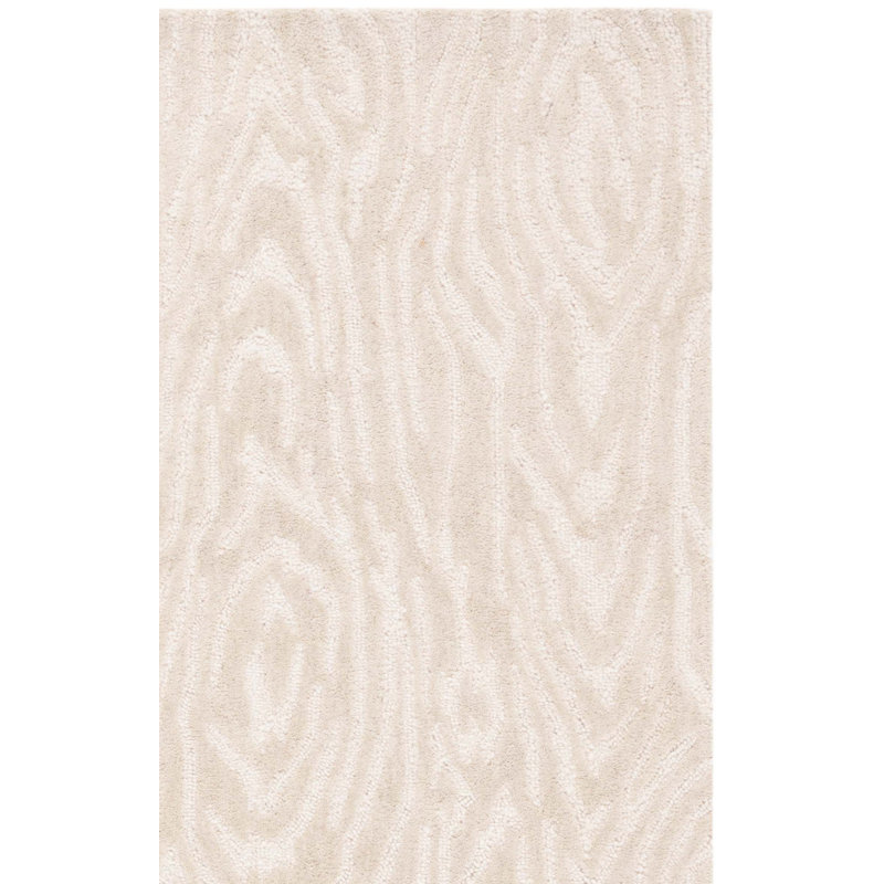 Tapis ivoire en laine / coton touffeté à la main Jhiya, Rectangle 5 pi x 8 pi