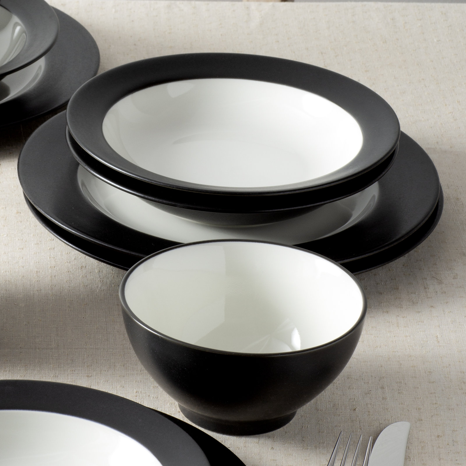 Colorwave Stoneware Dinnerware Set - Service for 4, Graphite