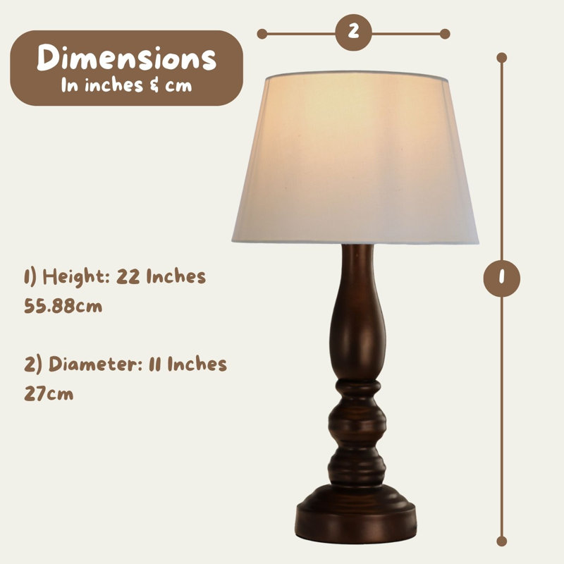Lampe de table bronze avec abat-jour cloche en tissu