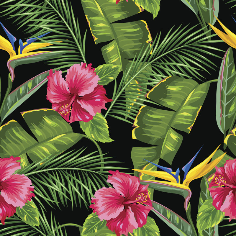 Motif tropical sans soudure de Lillebonne par Incomible, H 12 po x l 12 po