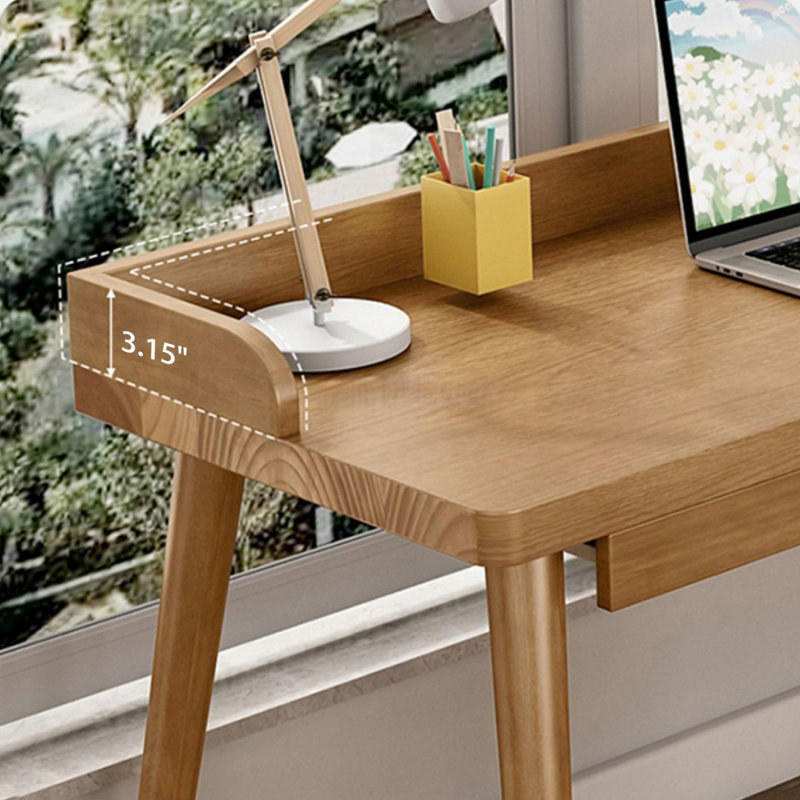Bureau rectangulaire brun en bois massif avec 3 tiroirs, H 33,46 po x L 70,87 po x l 23,62 po