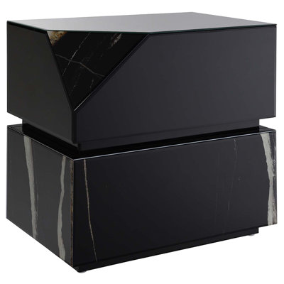 Table de bout Drisana, finition miroir noir