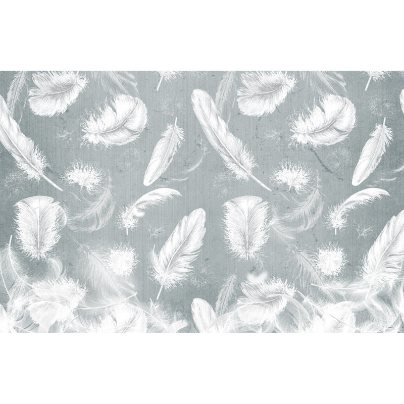 Papier peint amovible rétro avec motif de plumes blanches rétro, L 9 po x l 15 po