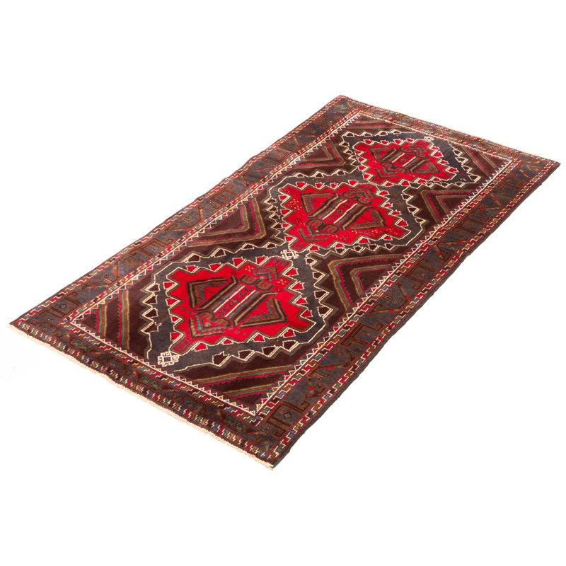 Tapis gris foncé en laine noué à la main de conception unique 3 pi 5 po x 6 pi 6 po Teimani