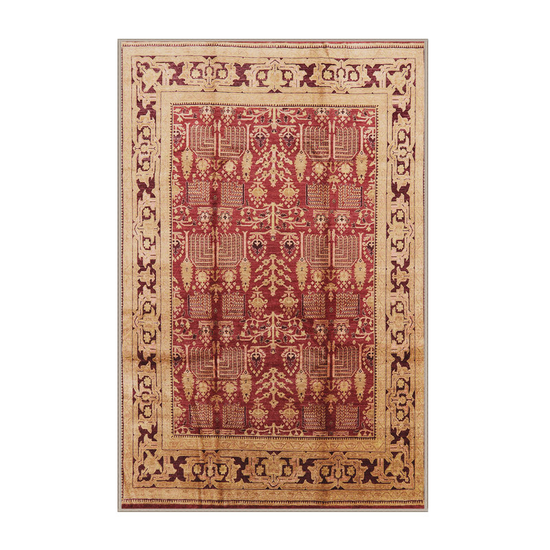 Tapis à motif oriental rouge / brun, Rectangle 7 pi x 10 pi