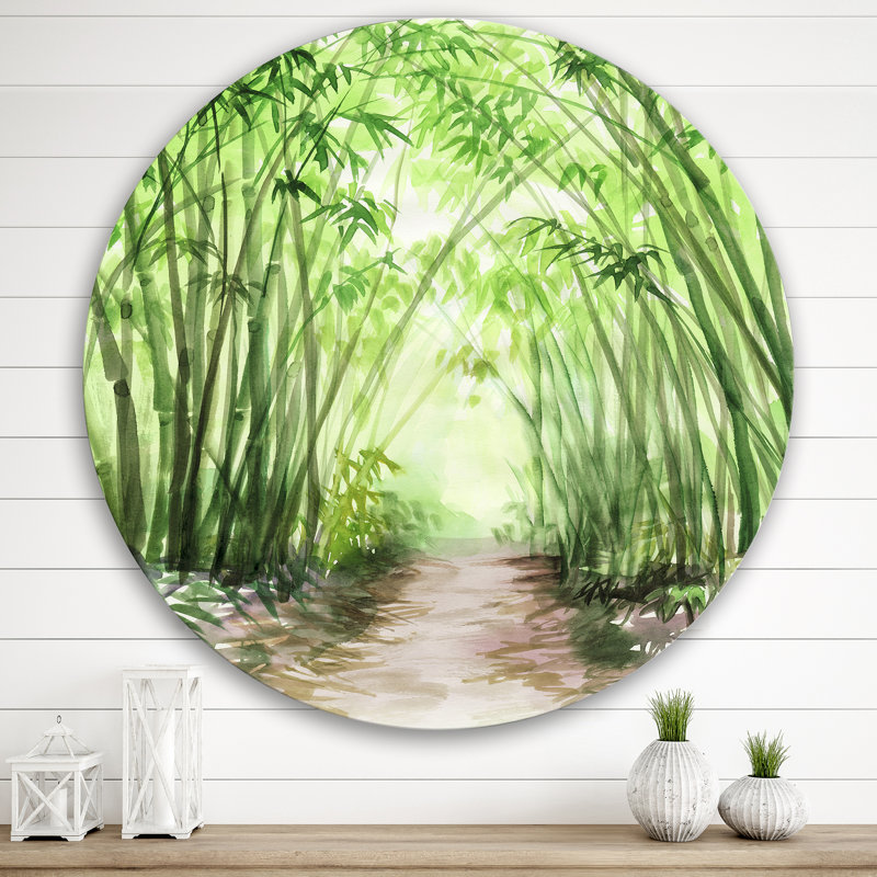 Petite route de bambou, art mural traditionnel, H 29 po x l 29 po x P 1 po