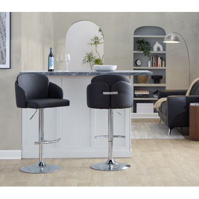 Tabouret de bar réglable en métal et simili cuir Dahlia