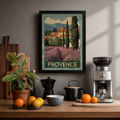 Provençal Villa and Lavender Fields Vintage - Framed Print