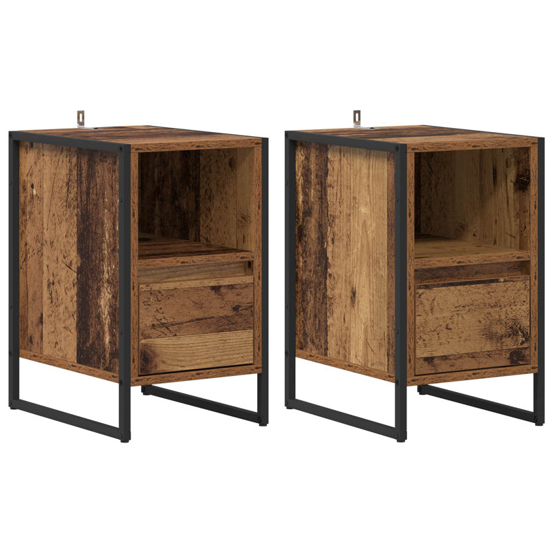 39.5cm W Manufactured Wood Bedside Table, Old Wood